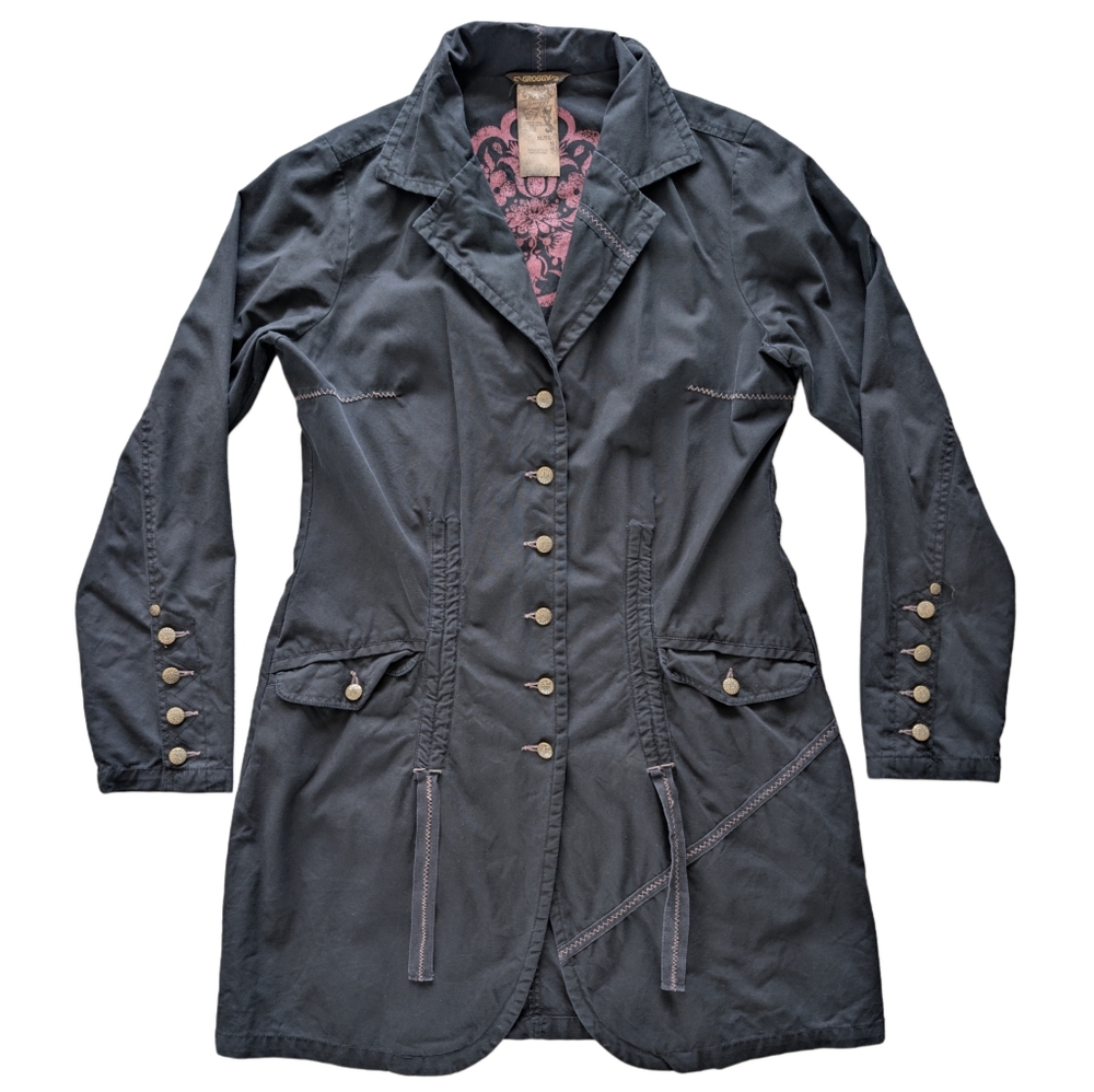 Vintage Groggy Women's Extra Large Black Boho Hippe Button Up Coat - Picture 1 of 5